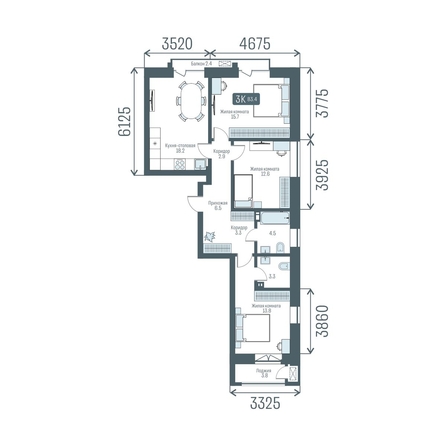 
  Продается 3-комн. квартира 83.4 м², в  Кварталы Немировича, 2 очередь. Фото 1.