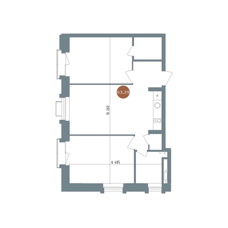 
  Продается 2-комн. квартира 63 м², в  19/56 Кварталы Телецентра, 2. Фото 1.