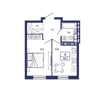 
  Продается 1-комн. квартира 35.2 м², в ЖК Сподвижники, дом 3. Фото 1.