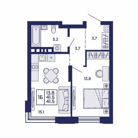 
  Продается 1-комн. квартира 41.5 м², в ЖК Сила леса, корп 1. Фото 1.