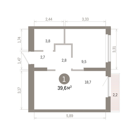 
  Продается 1-комн. квартира 39.55 м², в ЖК Пшеница, 6.1. Фото 1.