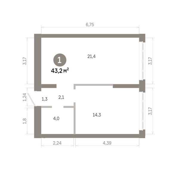 
  Продается 1-комн. квартира 43.17 м², в  Квартал Молодость, дом 1. Фото 1.