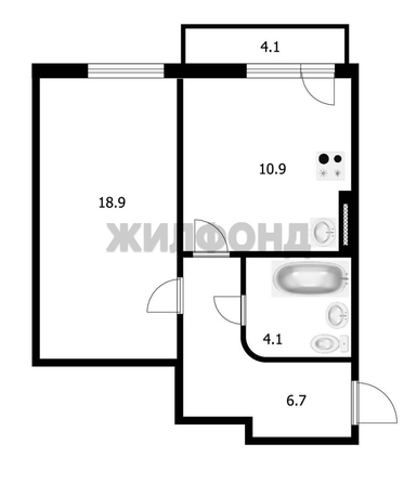 
  Продается 1-комн. квартира 40.6 м². Фото 12.