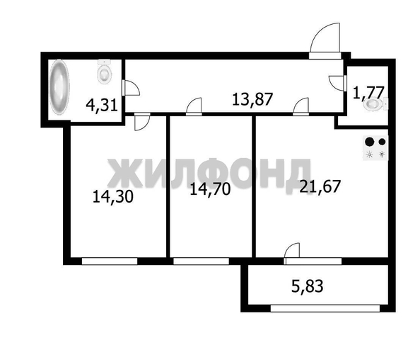 
  Продается 3-комн. квартира 70.6 м². Фото 34.
