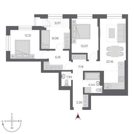 
  Продается 3-комн. квартира 82 м², в ЖК ОСКАР, дом 3. Фото 1.