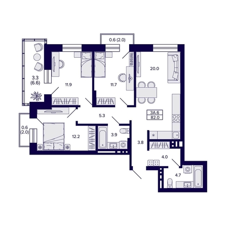 
  Продается 3-комн. квартира 82 м², в ЖК Сподвижники, дом 1. Фото 1.