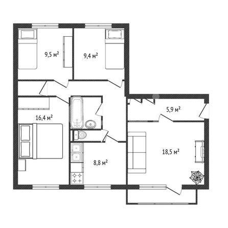 
  Продается 4-комн. квартира 82.1 м². Фото 1.