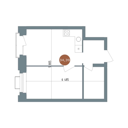 
  Продается 1-комн. квартира 34 м², в  1956 Кварталы Телецентра, 2. Фото 1.