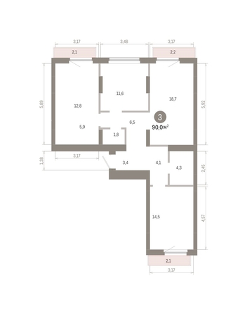 
  Продается 3-комн. квартира 90 м², в ЖК Лебедевский квартал, д 1. Фото 1.