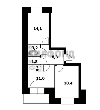 
  Продается 2-комн. квартира 56.8 м². Фото 21.