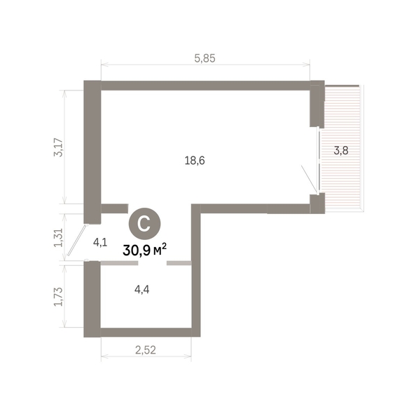 
  Продается студия 30.85 м², в  Квартал Молодость, дом 1. Фото 2.