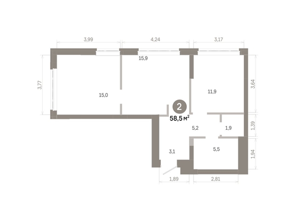 
  Продается 2-комн. квартира 58.49 м², в  Квартал Молодость, дом 1. Фото 1.