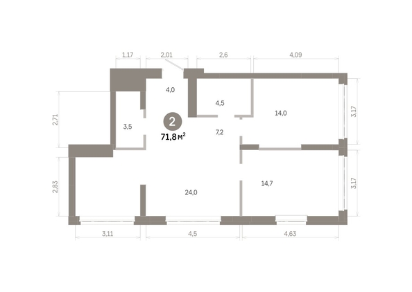 
  Продается 2-комн. квартира 71.76 м², в  Квартал Молодость, дом 1. Фото 1.