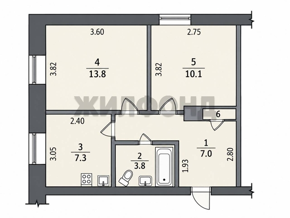 
  Продается 2-комн. квартира 42.6 м². Фото 10.