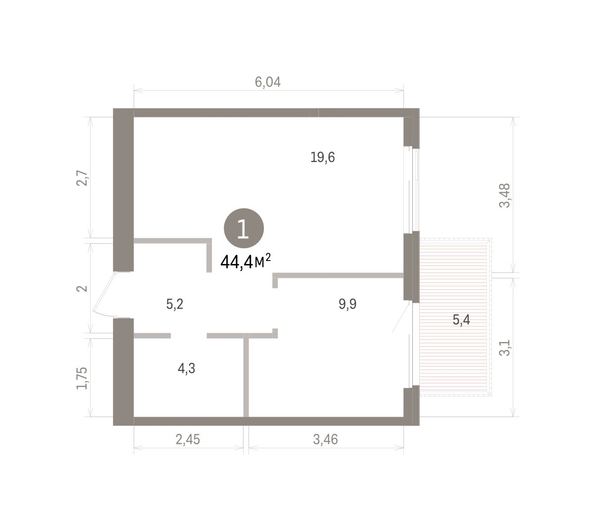 
  Продается 1-комн. квартира 44.36 м², в ЖК Пшеница, дом 5.2. Фото 1.
