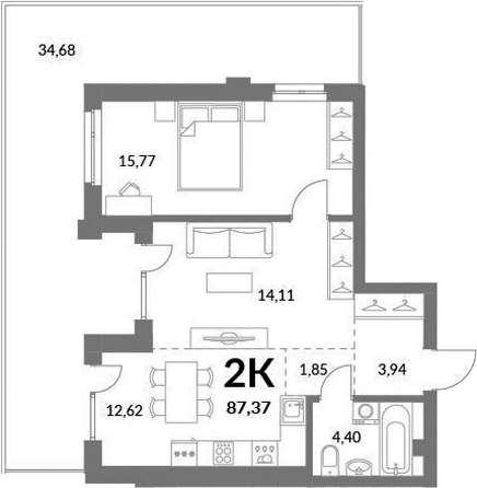 
  Продается 2-комн. квартира 52.69 м², в ЖК Горская Лагуна. Фото 1.
