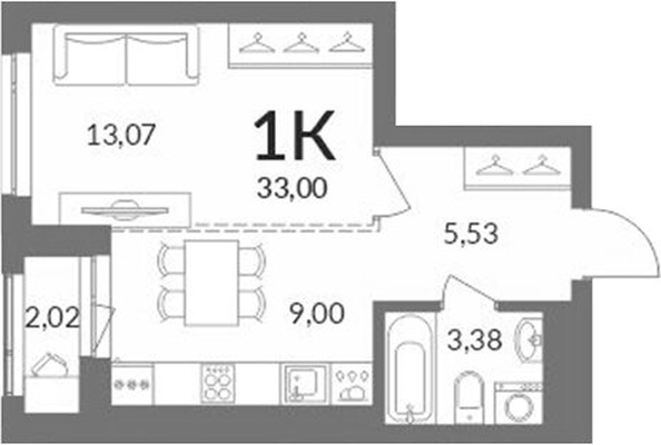 
  Продается 1-комн. квартира 30.98 м², в ЖК Горская Лагуна. Фото 1.