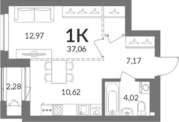 
  Продается 1-комн. квартира 34.78 м², в ЖК Горская Лагуна. Фото 1.