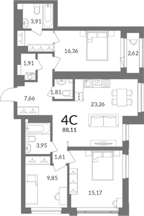 
  Продается 2-комн. квартира 86.6 м², в ЖК Горская Лагуна. Фото 1.