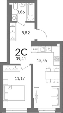 
  Продается 2-комн. квартира 39.1 м², в ЖК Горская Лагуна. Фото 1.