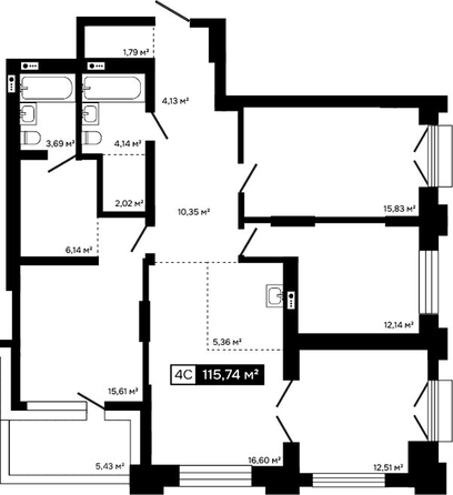 
  Продается 2-комн. квартира 97.8 м², в ЖК Платина. Фото 1.