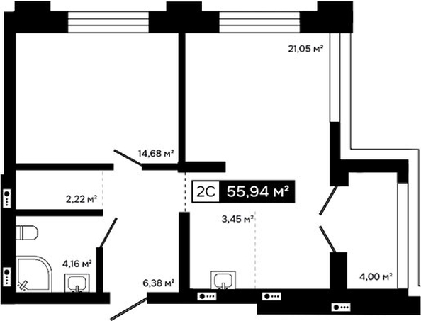 
  Продается 2-комн. квартира 51.94 м², в ЖК Платина. Фото 1.