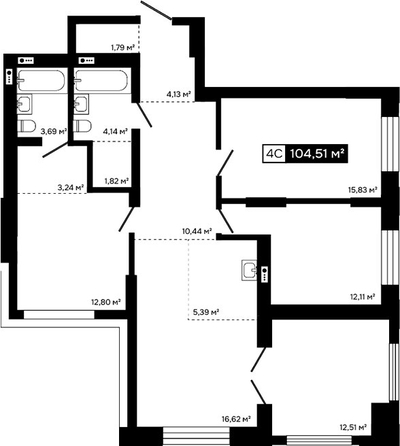 
  Продается 4-комн. квартира 104.54 м², в ЖК Платина. Фото 1.