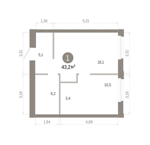 
  Продается 1-комн. квартира 43.19 м², в ЖК Город на озере. Фото 1.