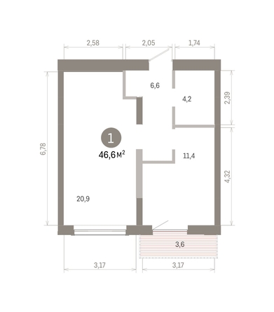 
  Продается 1-комн. квартира 46.56 м², в ЖК Европейский берег, дом 46. Фото 1.