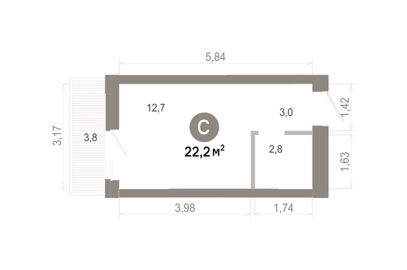 
  Продается студия 22.19 м², в  Квартал Молодость, дом 1. Фото 1.