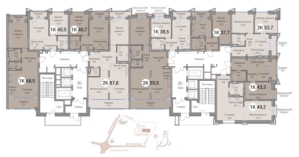 
  Продается 2-комн. квартира 49.2 м², в ЖК Тайм Сквер. Фото 19.