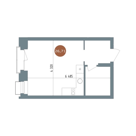 
  Продается студия 26.7 м², в  1956 Кварталы Телецентра, 2. Фото 1.