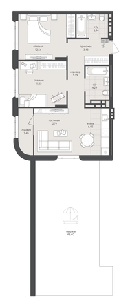 
  Продается 2-комн. квартира 112.43 м², в ЖК Новый Кедровый, дом 2. Фото 1.