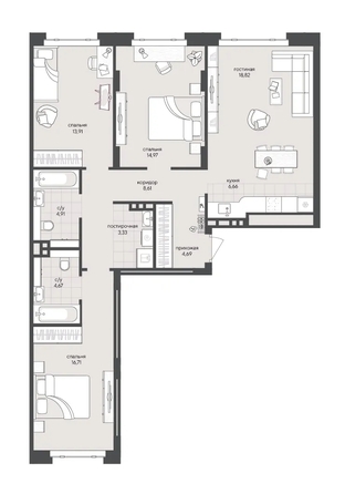 
  Продается 3-комн. квартира 97.28 м², в ЖК Новый Кедровый, дом 2. Фото 1.