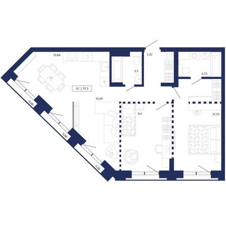 
  Продается 2-комн. квартира 77.5 м², в ЖК Юнити Центр. Фото 1.