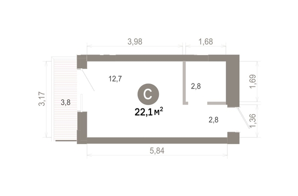
  Продается студия 22.14 м², в  Квартал Молодость, дом 1. Фото 1.