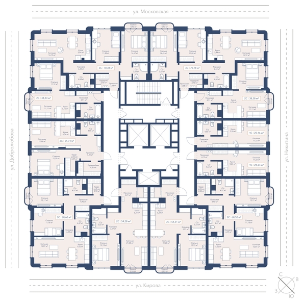 
  Продается 2-комн. квартира 70.18 м², в ЖК Виларт, дом 2. Фото 2.