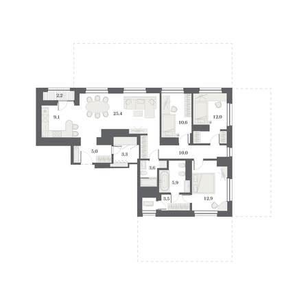 
  Продается 4-комн. квартира 94.2 м², в  Дом Нобель. Фото 1.