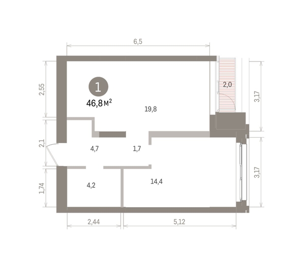 
  Продается 1-комн. квартира 46.82 м², в ЖК Европейский берег, дом 32. Фото 1.