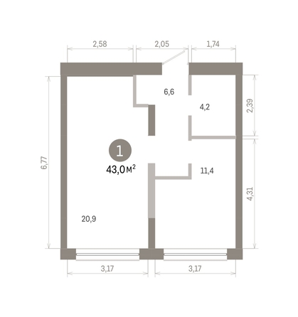 
  Продается 1-комн. квартира 43.01 м², в ЖК Европейский берег, дом 46. Фото 1.