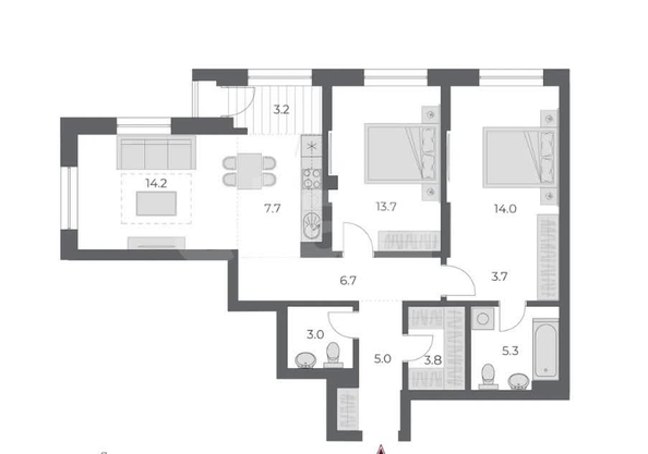
  Продается 3-комн. квартира 80.5 м², в ЖК ОСКАР, дом 1. Фото 1.