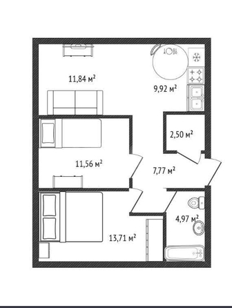 
  Продается 2-комн. квартира 62.3 м², в ЖК Страна.Береговая. Фото 1.