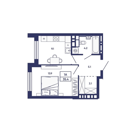 
  Продается 1-комн. квартира 35.4 м², в ЖК Сподвижники, дом 3. Фото 1.