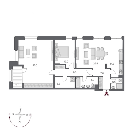 
  Продается 4-комн. квартира 119.8 м², в  Дом Нобель. Фото 1.