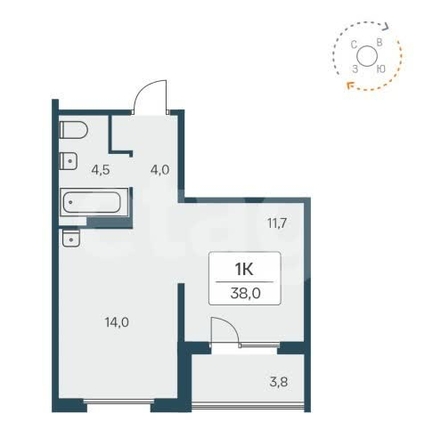 
  Продается 1-комн. квартира 38 м², в ЖК Эко-квартал на Кедровой, дом 1. Фото 8.