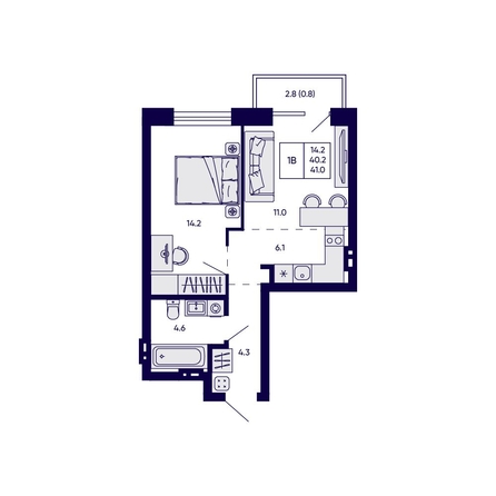 
  Продается 1-комн. квартира 41 м², в ЖК Грибоедовский сад. Фото 1.