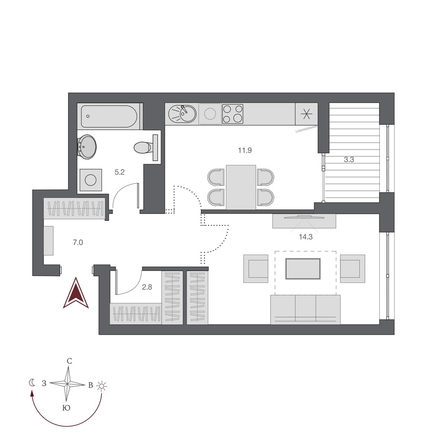 
  Продается 1-комн. квартира 42.65 м², в  Дом Нобель. Фото 1.