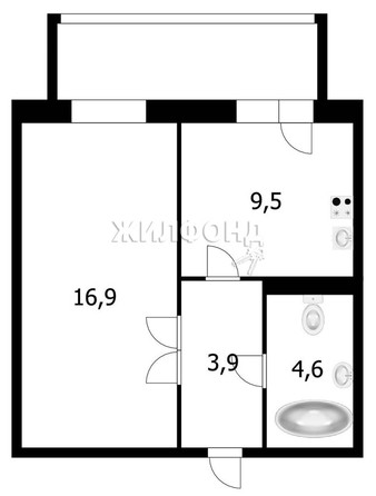 
   Продам 1-комнатную, 39.3 м², 2-й (4 мкр.) кв-л, 216

. Фото 14.