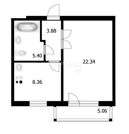 
   Продам 1-комнатную, 38.9 м², 7 мкр, 21

. Фото 14.