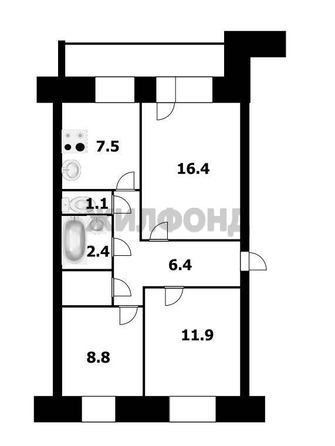 
   Продам 3-комнатную, 61.7 м², Вересаева ул, 1/1

. Фото 9.